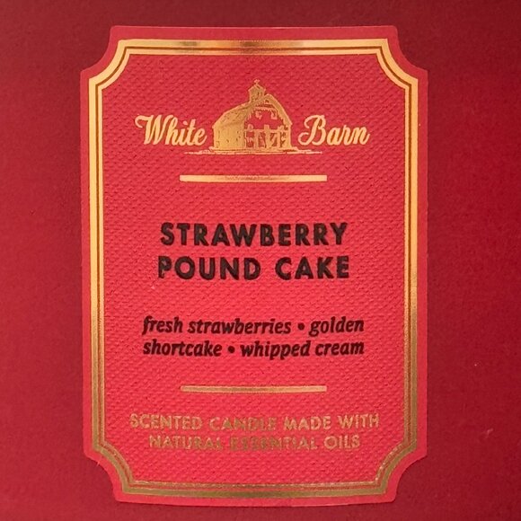 BBW Strawberry Pound Cake White Barn Bath & Body Works 3 Wick Candle - Picture 3 of 10